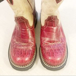 Ariat Fatbaby red and tan boots, size 8.5